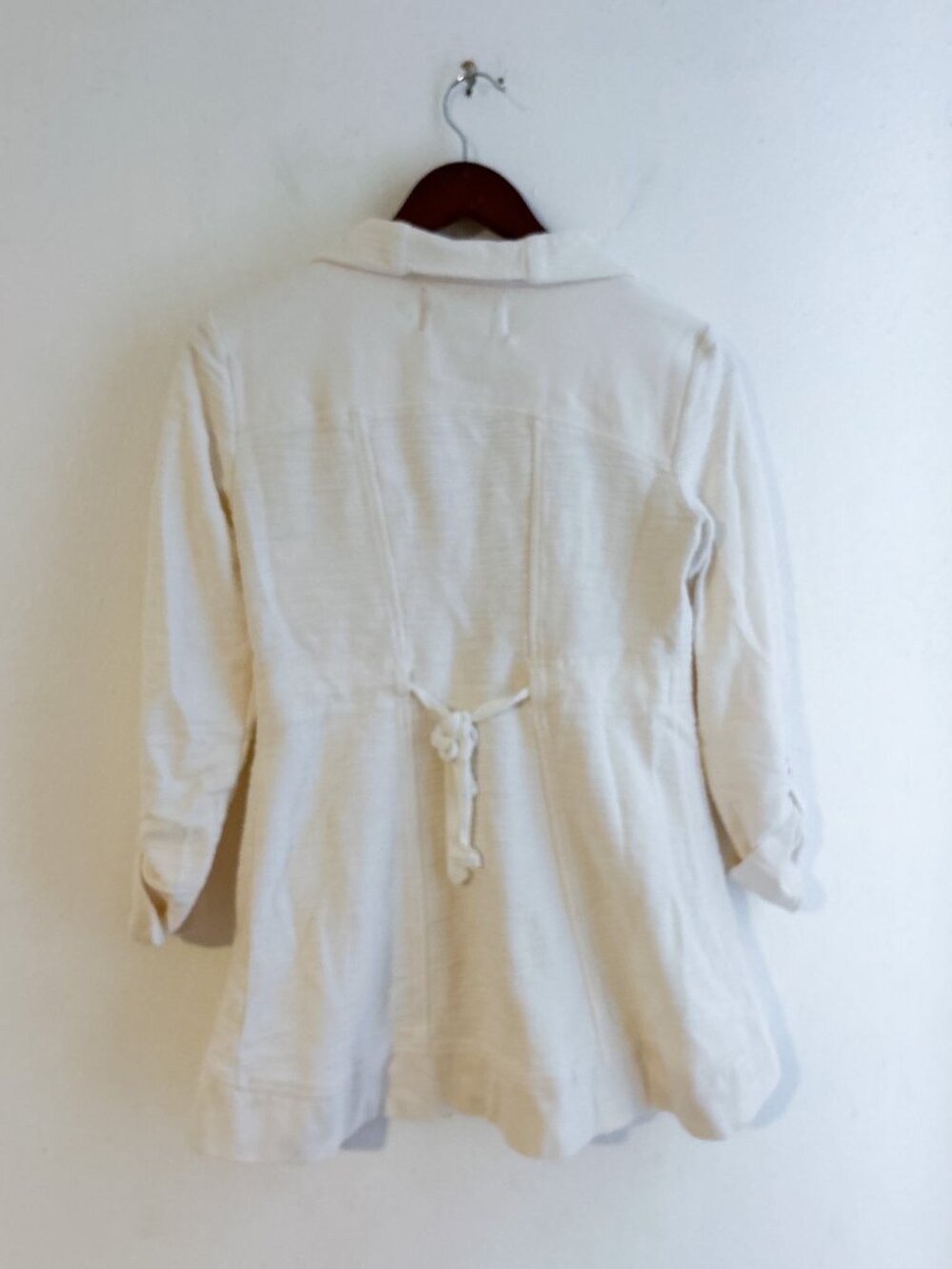 ANTHROPOLOGIE Saturday Sunday Quinn Ivory Textured Zip Jacket SZ XS 100% Cotton - Picture 6 of 8
